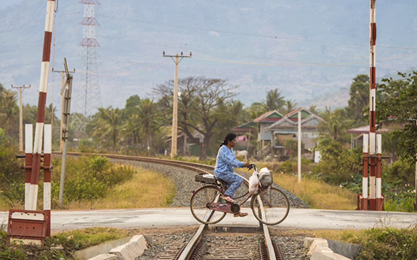 Rural villages Cambodia Train