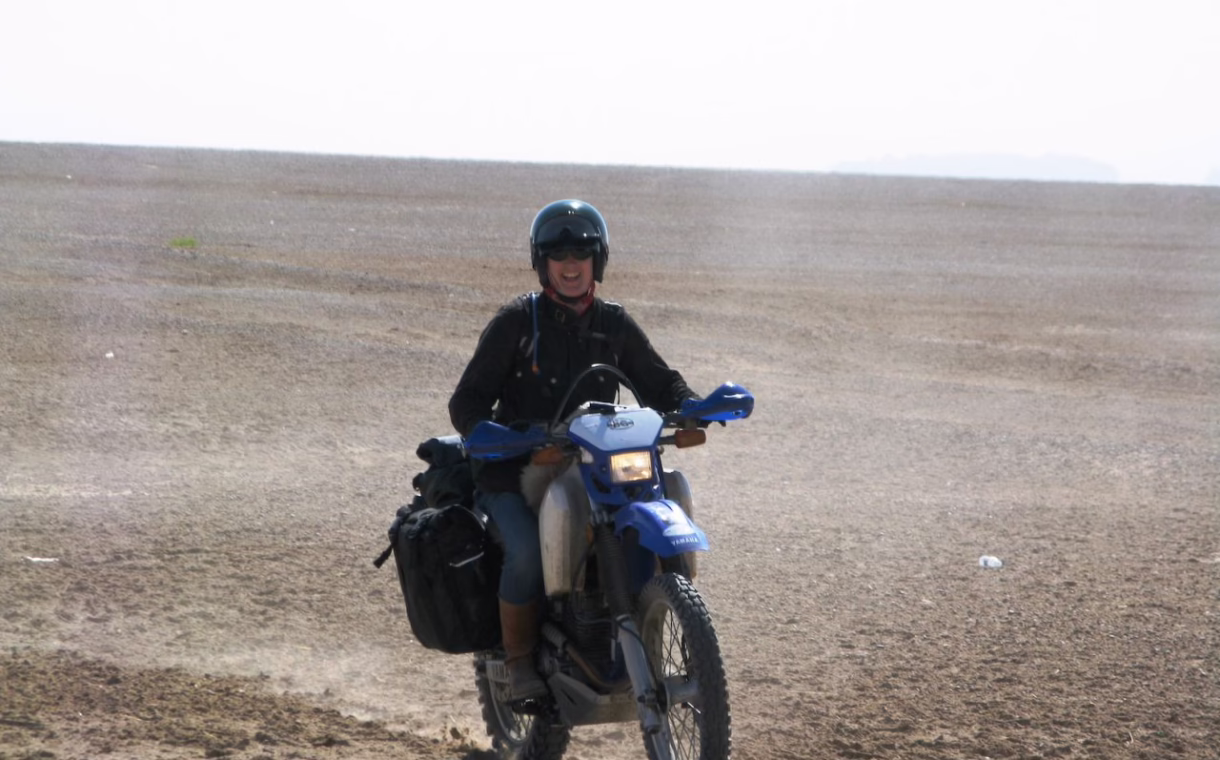 British author Lois Pryce on her motorbike