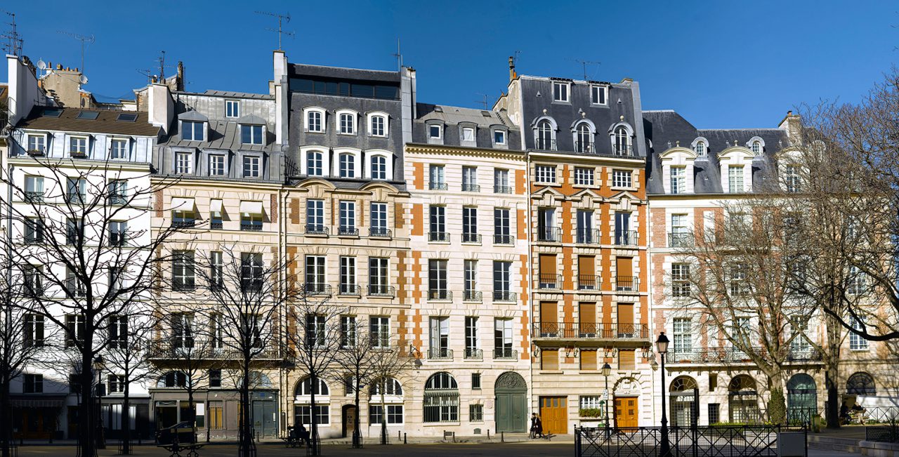 View of Place Dauphine in Paris