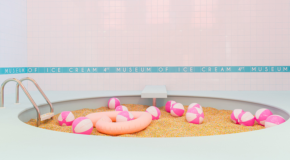 A pool of rainbow sprinkles at the Museum of Ice Cream, San Francisco