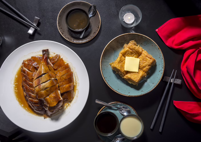 Asian cuisine table dish spread