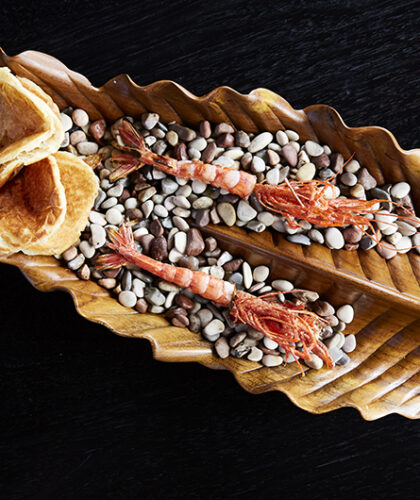 Cape Moreton scarlet prawns with roti at Orana