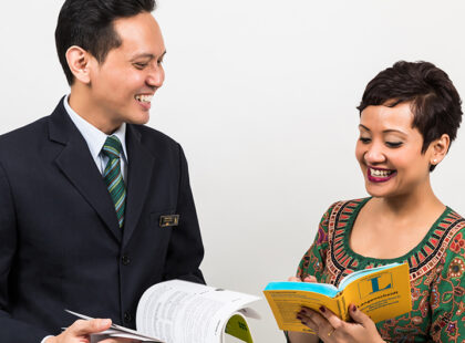 Singapore Airlines cabin crew members Faris and Zara