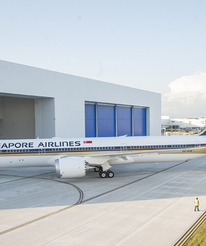 The Singapore Airlines 787-10 at Boeing, South Carolina