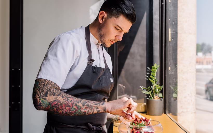 Joseph Geiskopf of Triniti as he prepares a beet salad