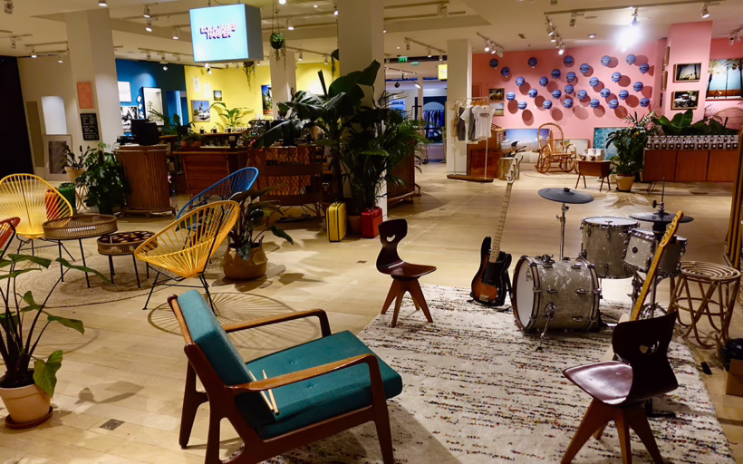 An installation of the Lola James Harper Hotel at Le Bon Marché