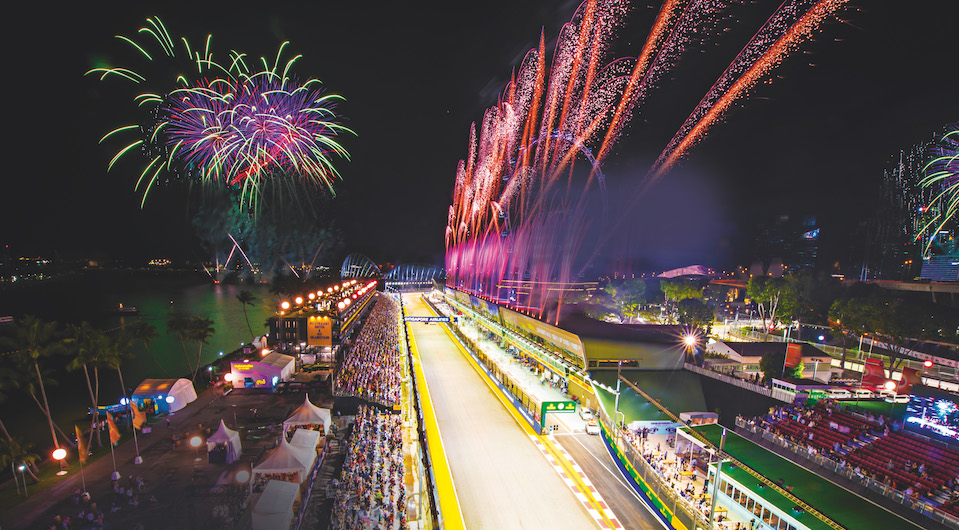 F1 Night Race with fireworks