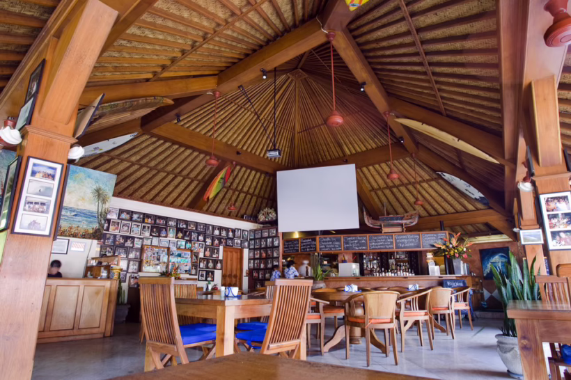 balcony restaurant surfing Bali