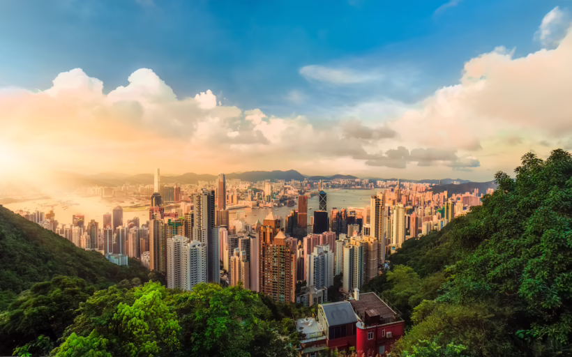 victoria peak city overview sunset