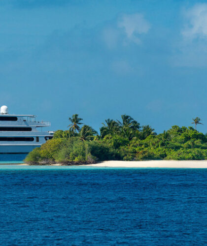 Cruise ship near the shores of Maldives