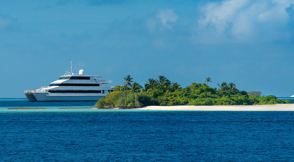 Cruise ship near the shores of Maldives