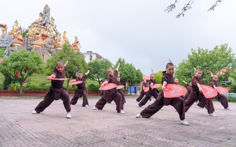 Drukpa nuns practising kung fu