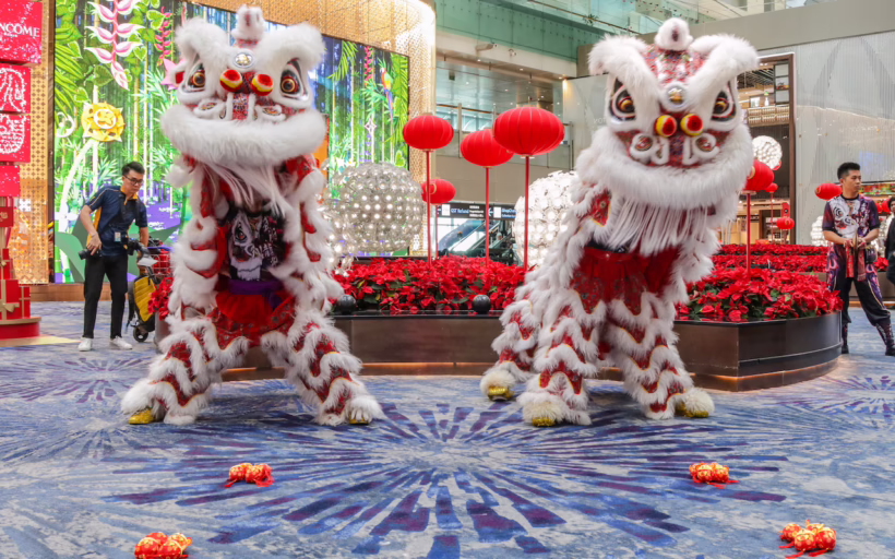 Cabin crew lion dance MAC