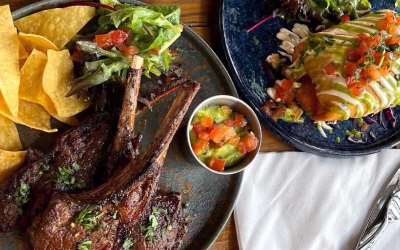 Lamb cutlets and chimichanga