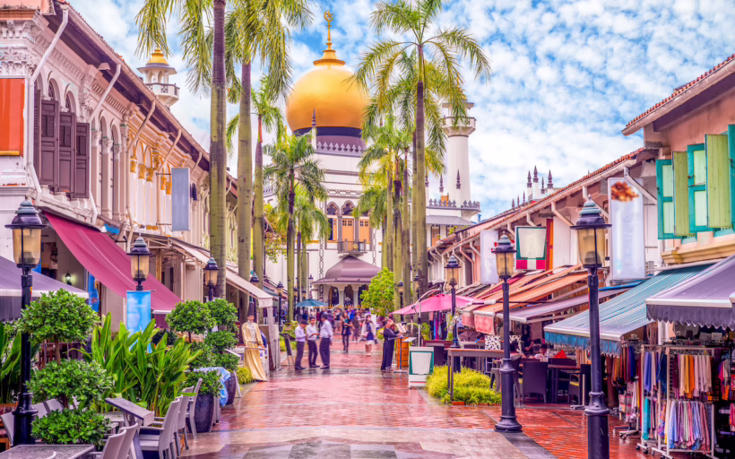 street view of singapore with Masjid Sultan