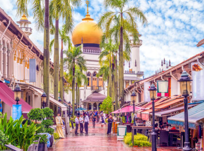 street view of singapore with Masjid Sultan