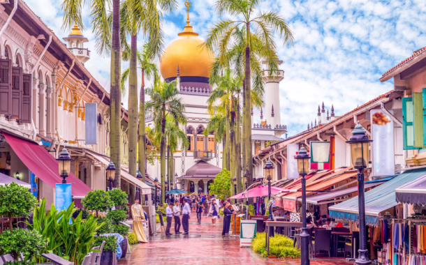 street view of singapore with Masjid Sultan