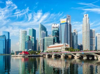 Singapore skyline businesses central business district
