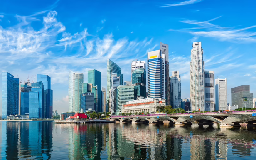 Singapore skyline businesses central business district