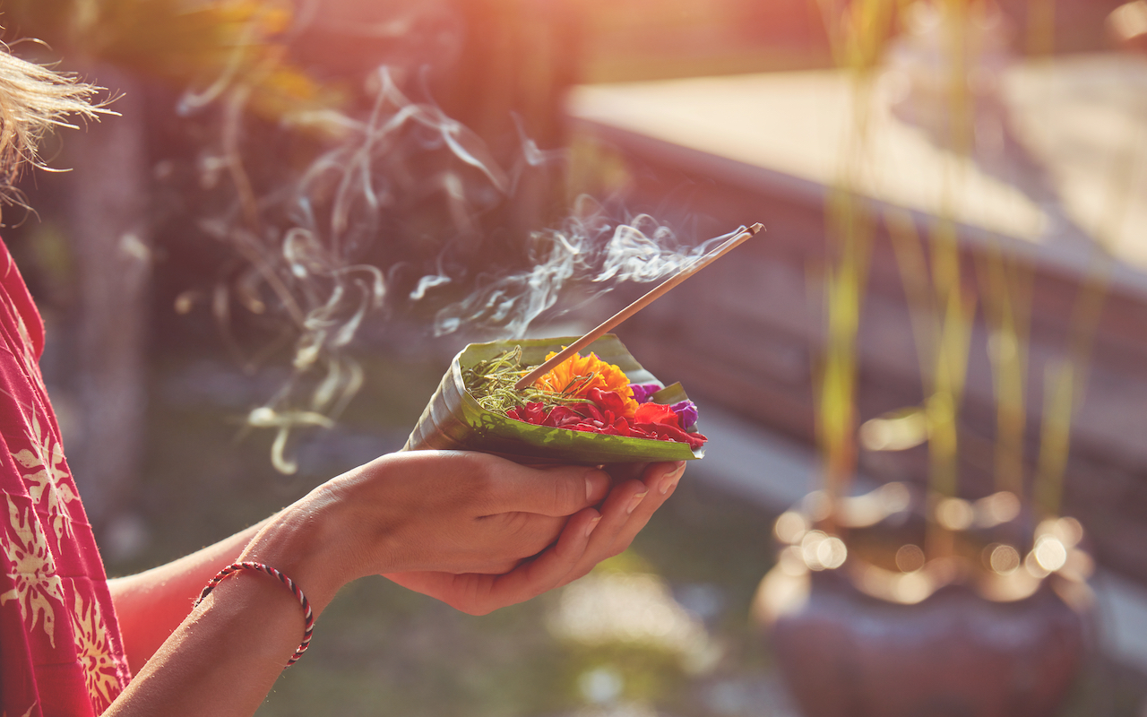 canang sari bali offering incense