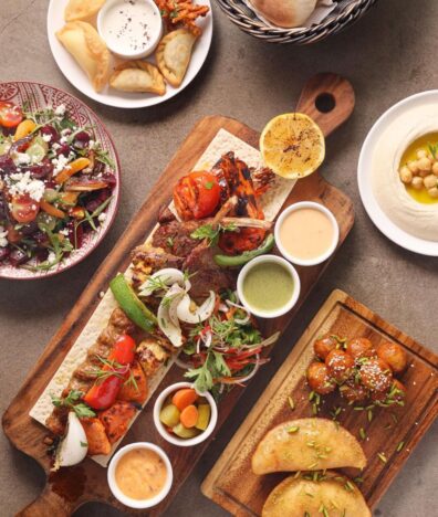 hot mezzeh platter hummus