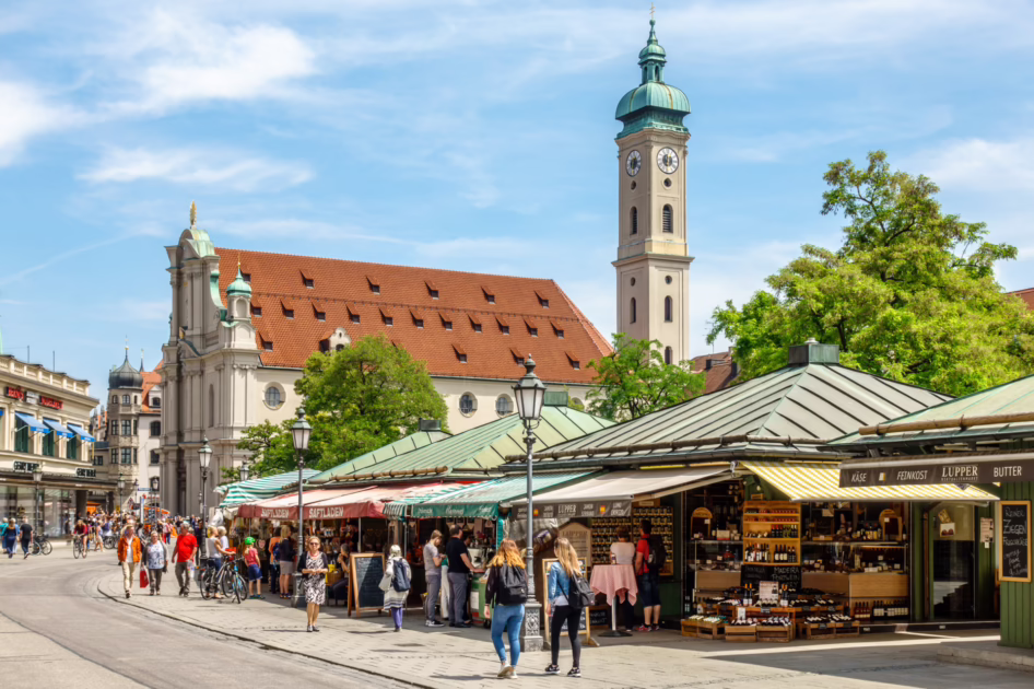 Shopping at Viktualienmarkt in Munich Germany