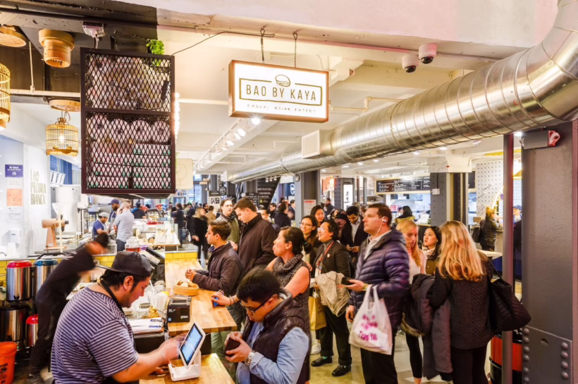 Inside Urbanspace food hall New York