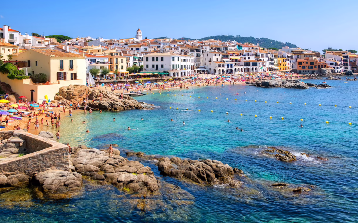 Beachfront promenade in Calella de Palafrugell, Costa Brava