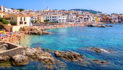 Beachfront promenade in Calella de Palafrugell, Costa Brava
