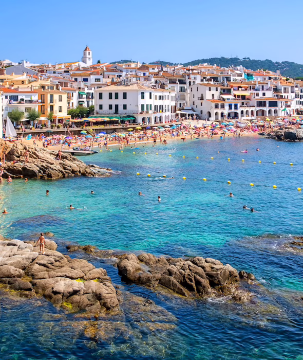Beachfront promenade in Calella de Palafrugell, Costa Brava