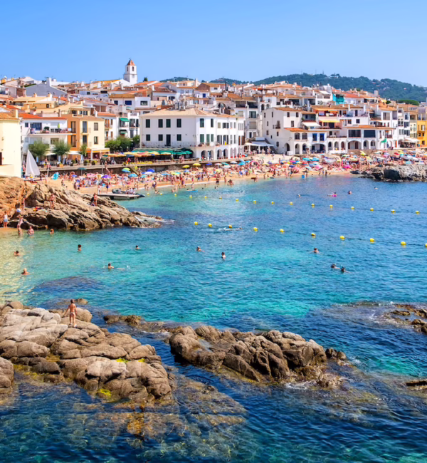 Beachfront promenade in Calella de Palafrugell, Costa Brava