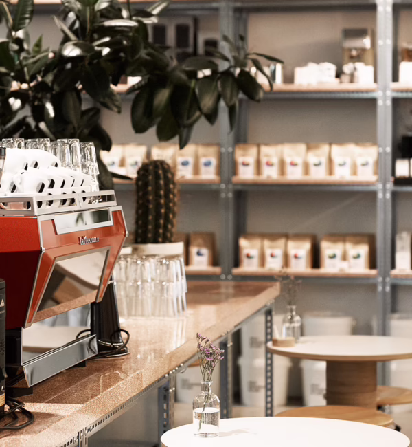 Coffee counter inside Miró Coffee, a Zurich speciality coffee roastery.