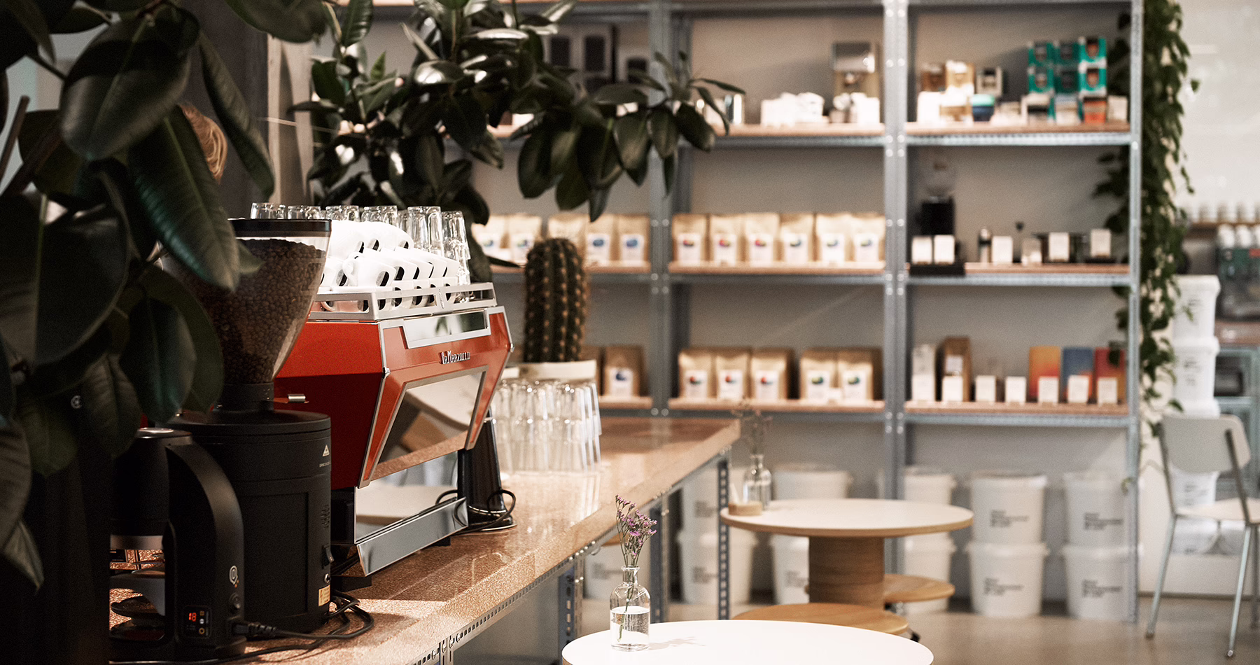 Coffee counter inside Miró Coffee, a Zurich speciality coffee roastery.