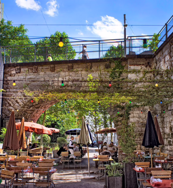 Zurich’s former railway viaduct is now known as Markthalle Im Viaduk.