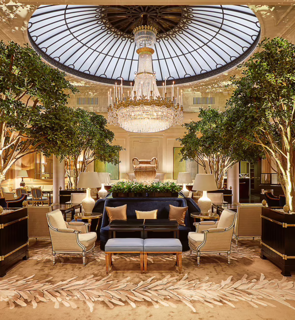 Baur au Lac's luxurious hotel lobby.
