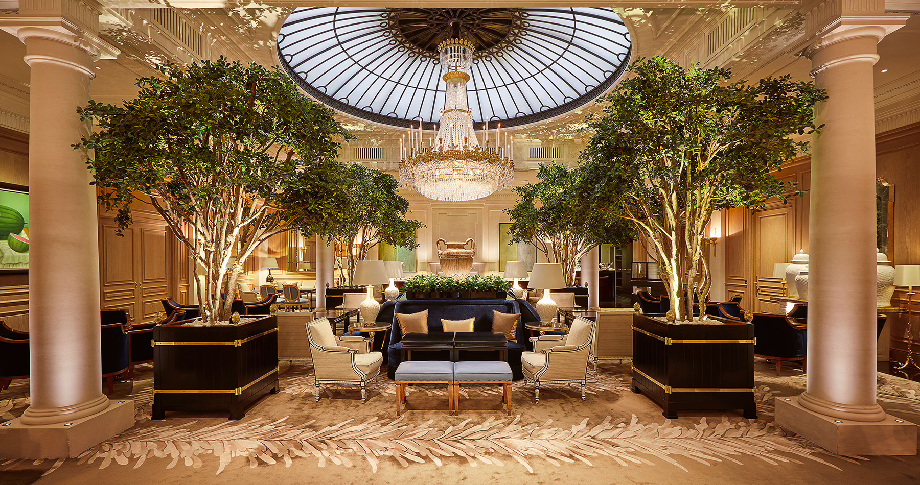 Baur au Lac's luxurious hotel lobby.