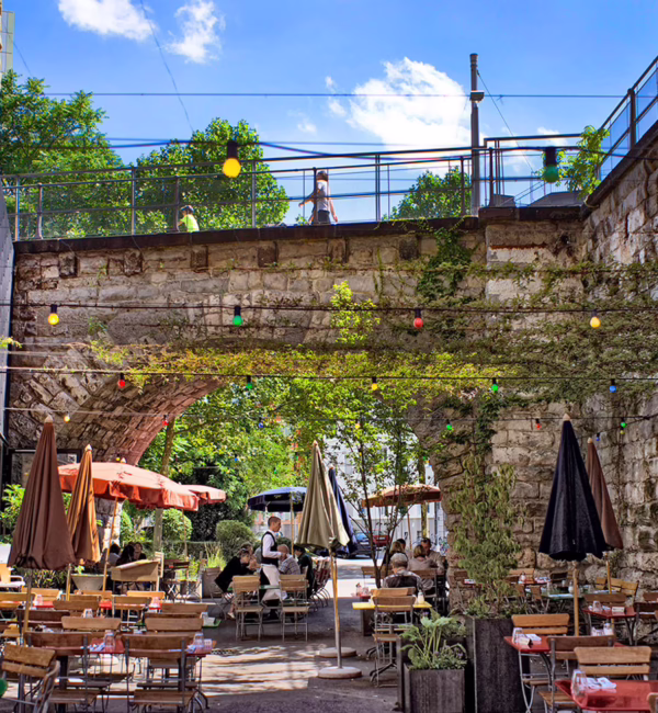 Zurich’s former railway viaduct is now known as Markthalle Im Viaduk.