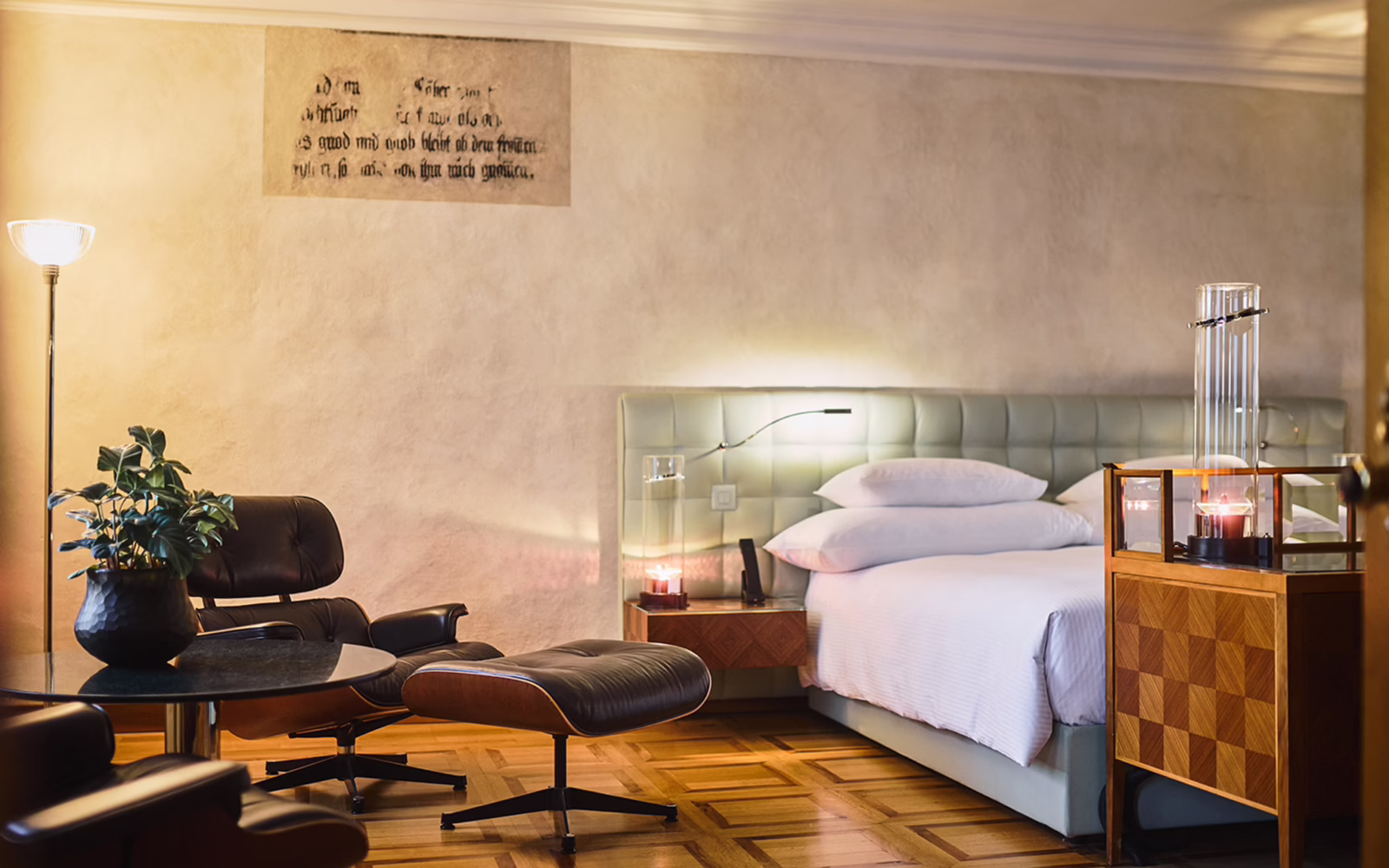 Interior of Widder Hotel in Zurich, featuring a mix of historic and contemporary design.