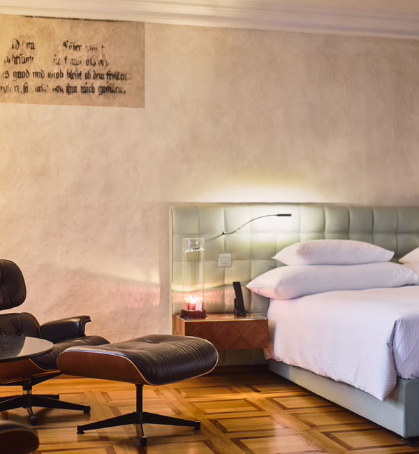 Interior of Widder Hotel in Zurich, featuring a mix of historic and contemporary design.
