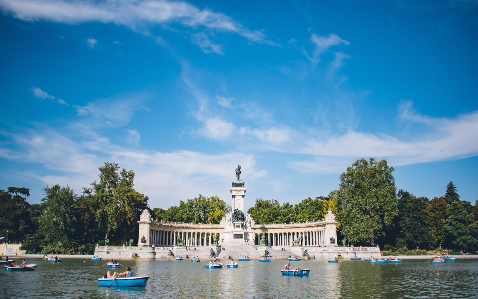 El Retiro Park with its landscaped greenery in Madrid