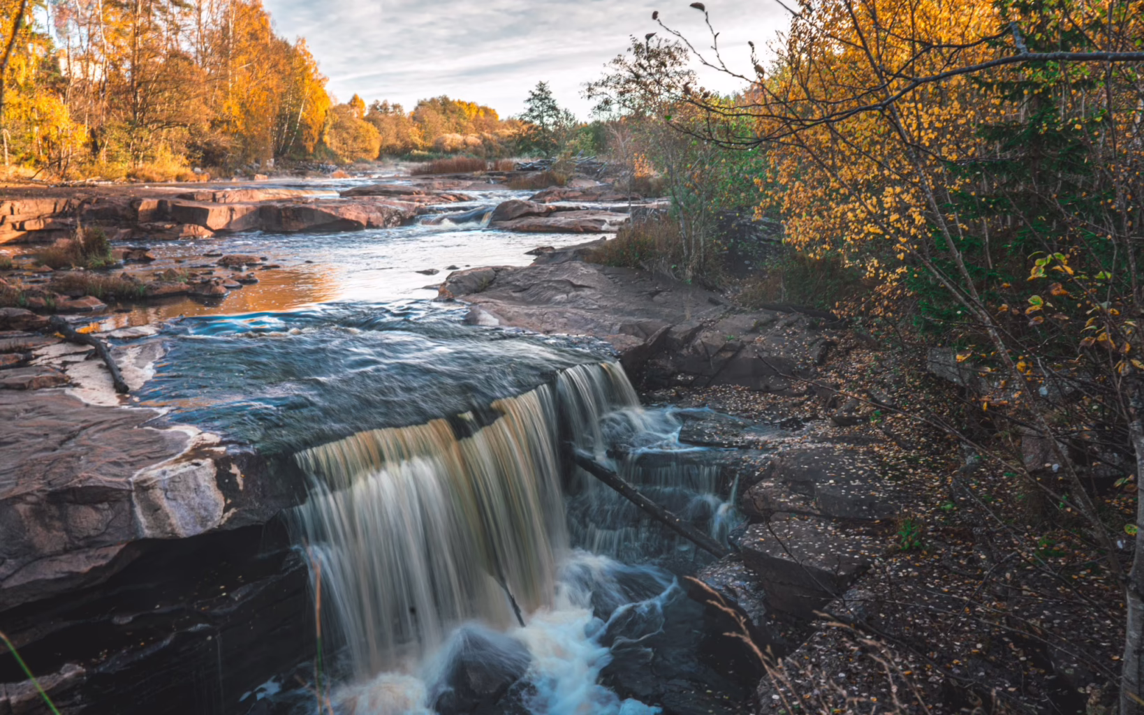 Nissan River waterfalls in Halland, Sweden