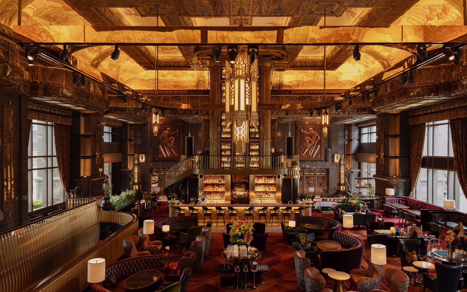 Art Deco interior of Atlas bar at Parkview Square in Singapore
