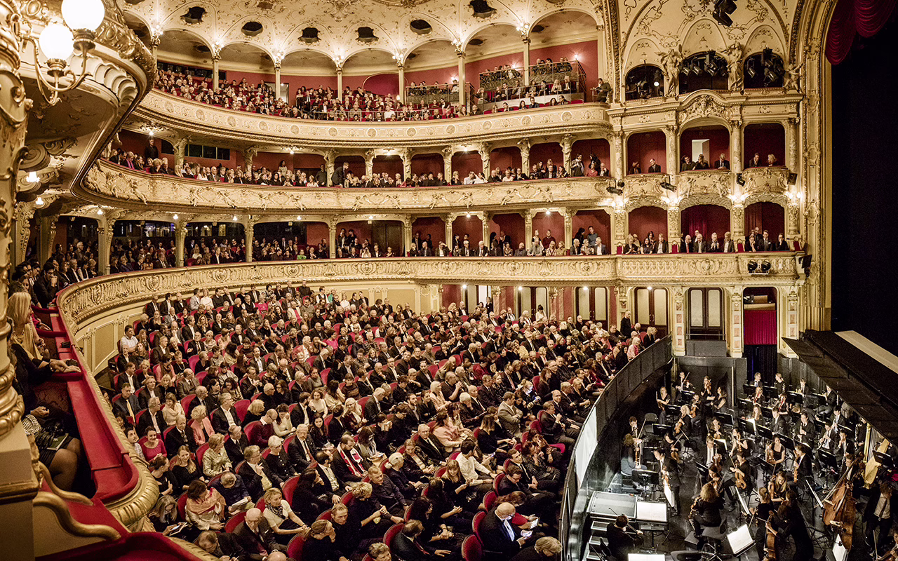 Ornate auditorium inside Zürich Opera House
