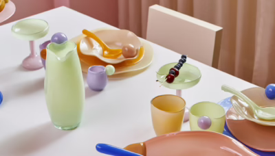 Colourful mouth-blown glass creations displayed at Helle Mardahl Studio in Copenhagen