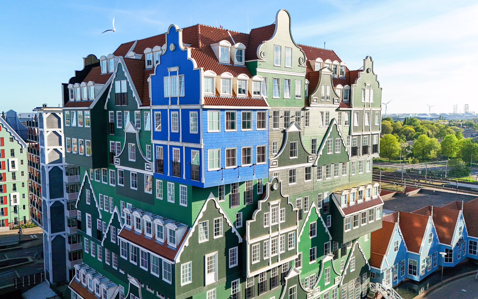 Inntel Hotel in Zaandam near Amsterdam with its distinctive stacked façade