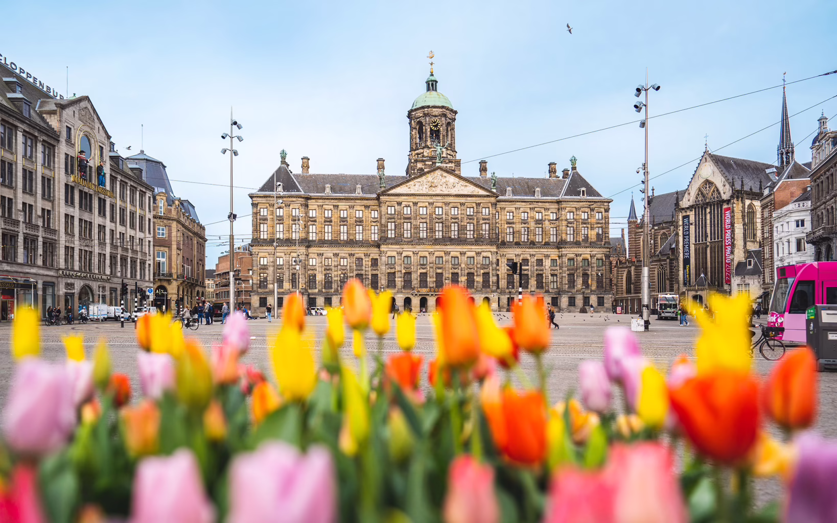 Royal Palace of Amsterdam overlooking Dam Square in the city centre