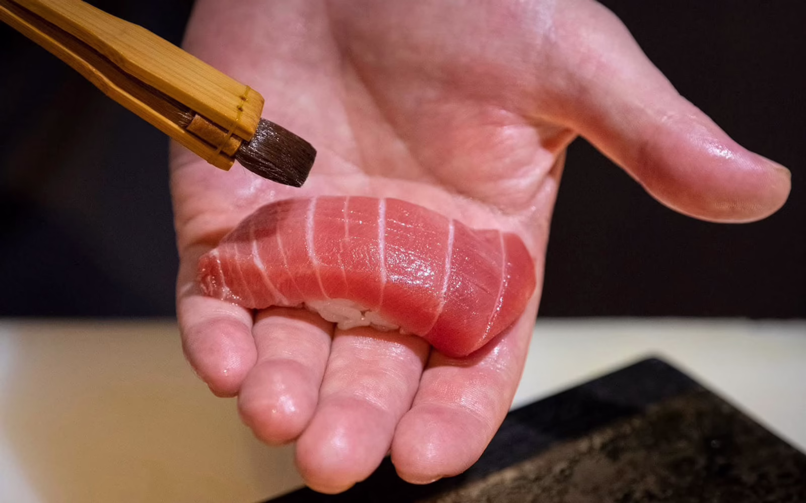 Slice of tuna served as part of the omakase at Hanare Kuala Lumpur