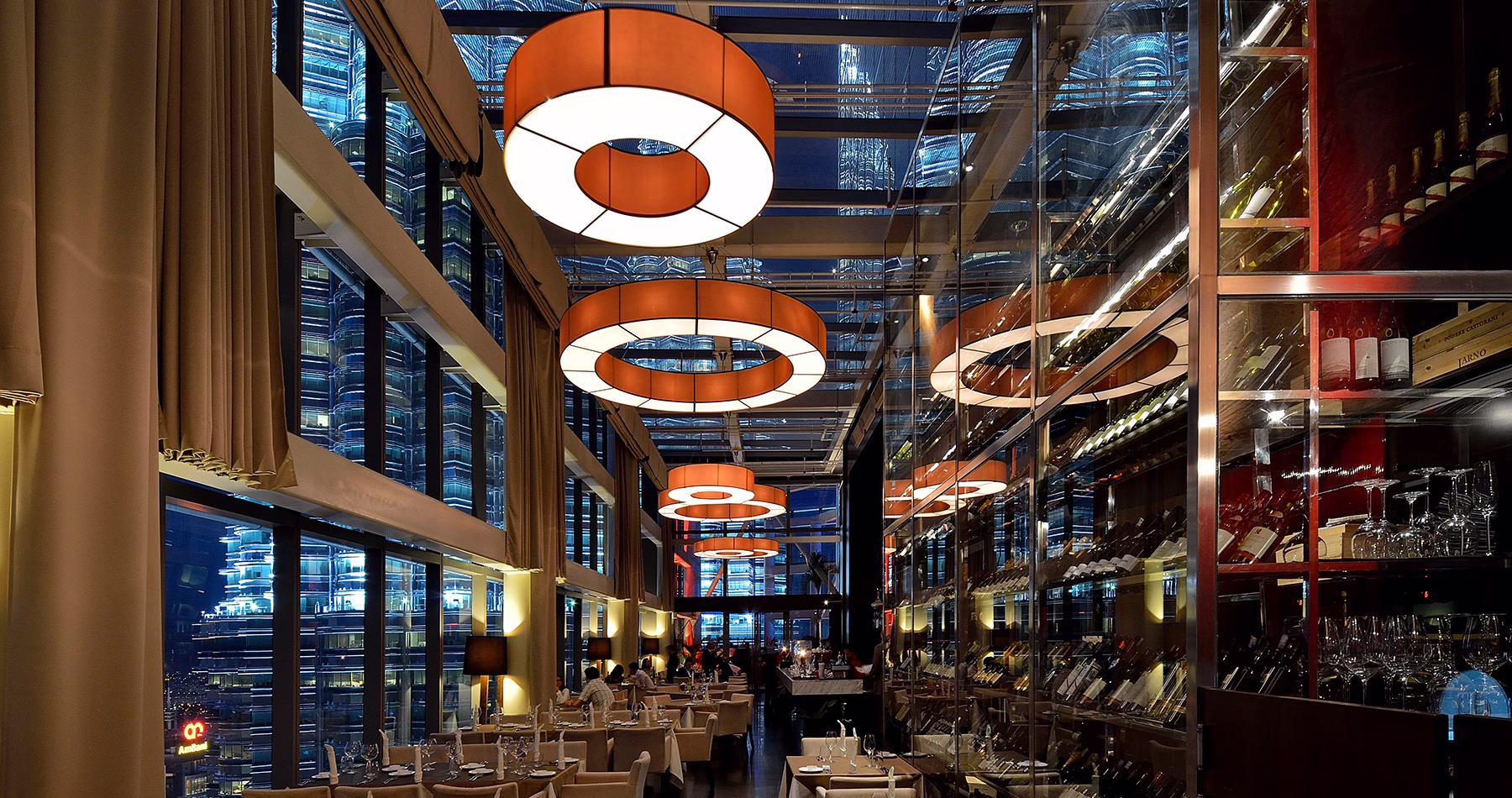 Marini’s on 57 Italian fine dining restaurant overlooking the Kuala Lumpur skyline