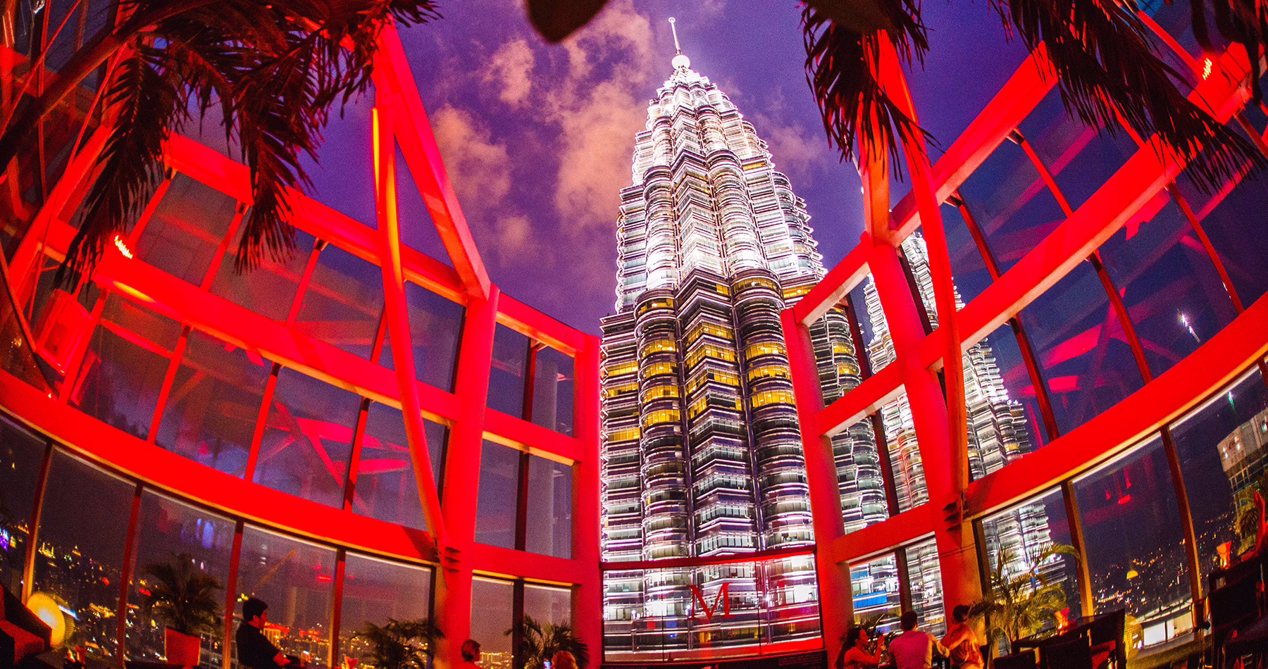 Marini’s on 57 rooftop terrace overlooking the Kuala Lumpur skyline and Petronas Twin Towers