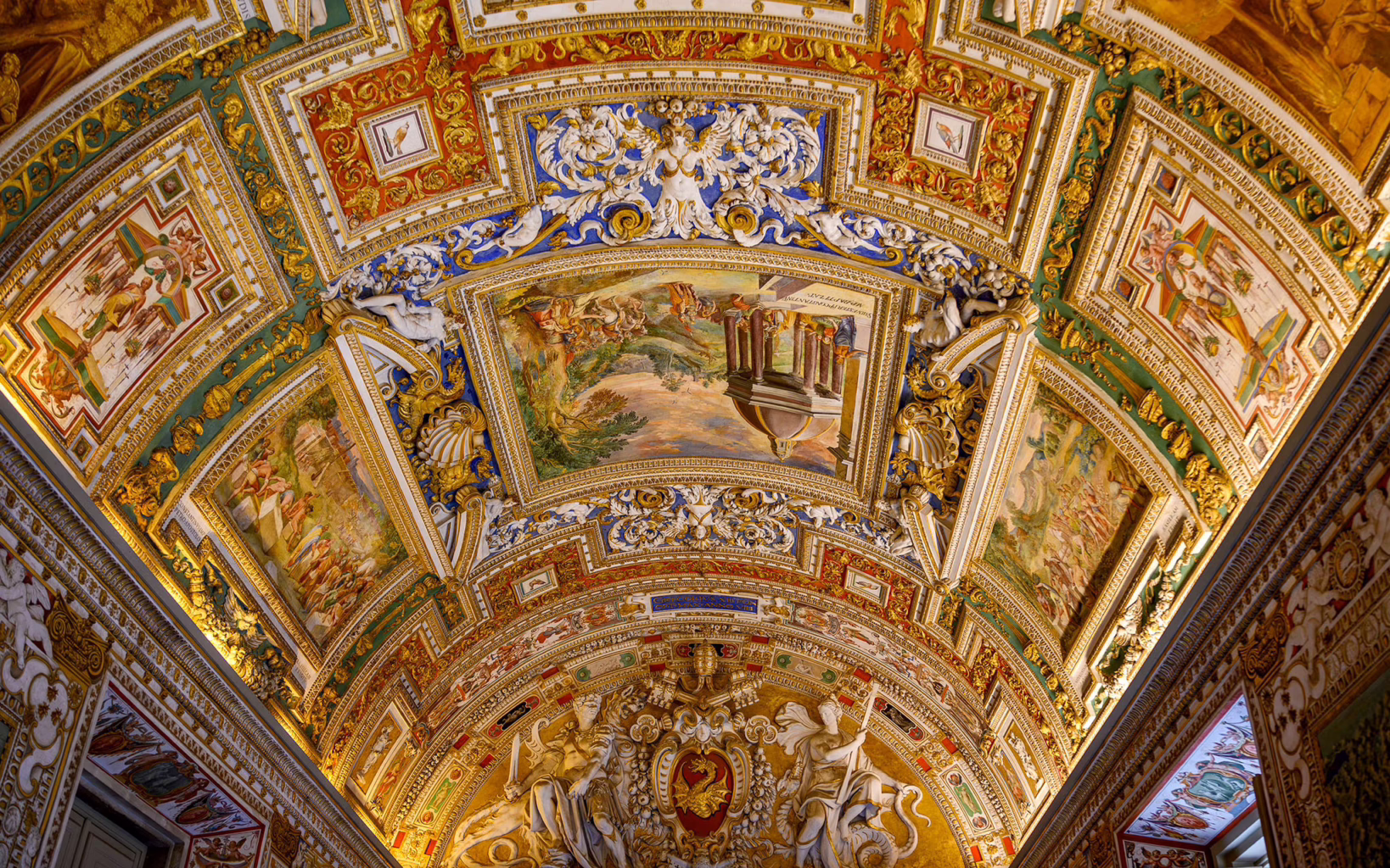 Michelangelo’s frescoes across the ceiling of the Sistine Chapel in Vatican City
